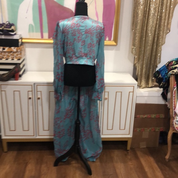 Aqua Coral Print Jumpsuit - Picture 6 of 7